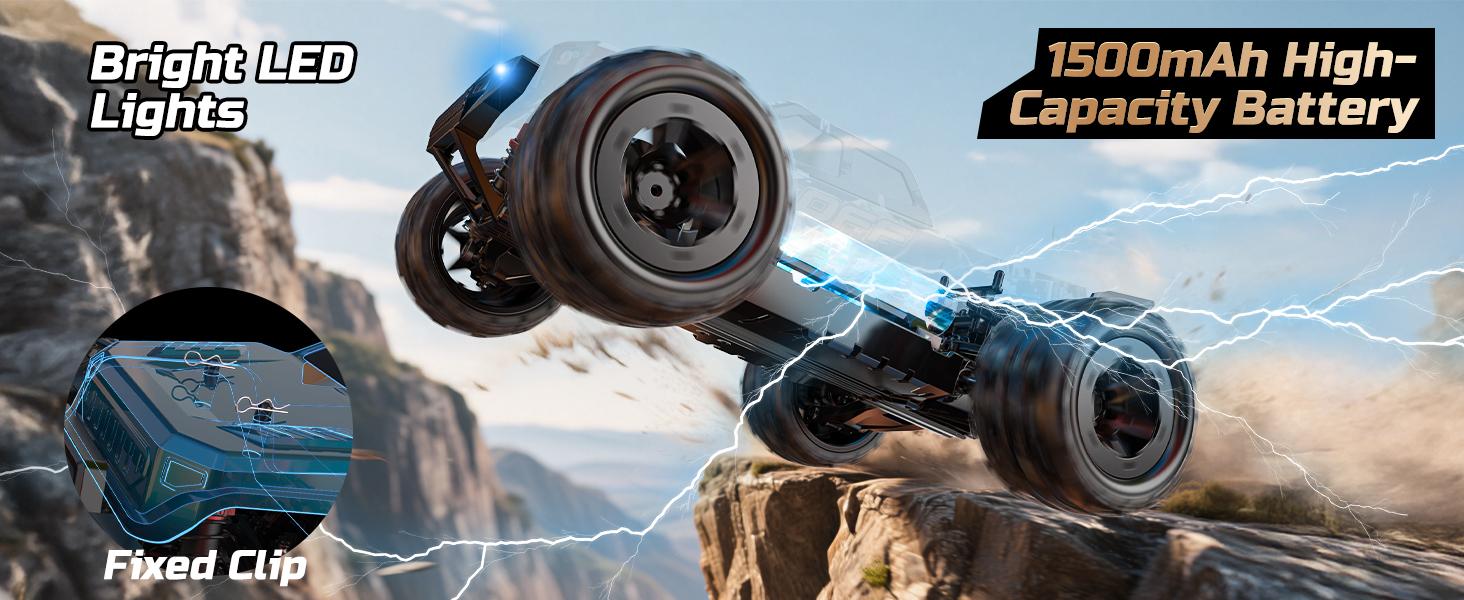 DEERC 9309E All Terrain Fast RC Cars 40KPH,4WD Electric Off-Road Remote Control Monster Truck,2.4Ghz High Speed Car,Waterproof Monster Truck with 2 Batteries