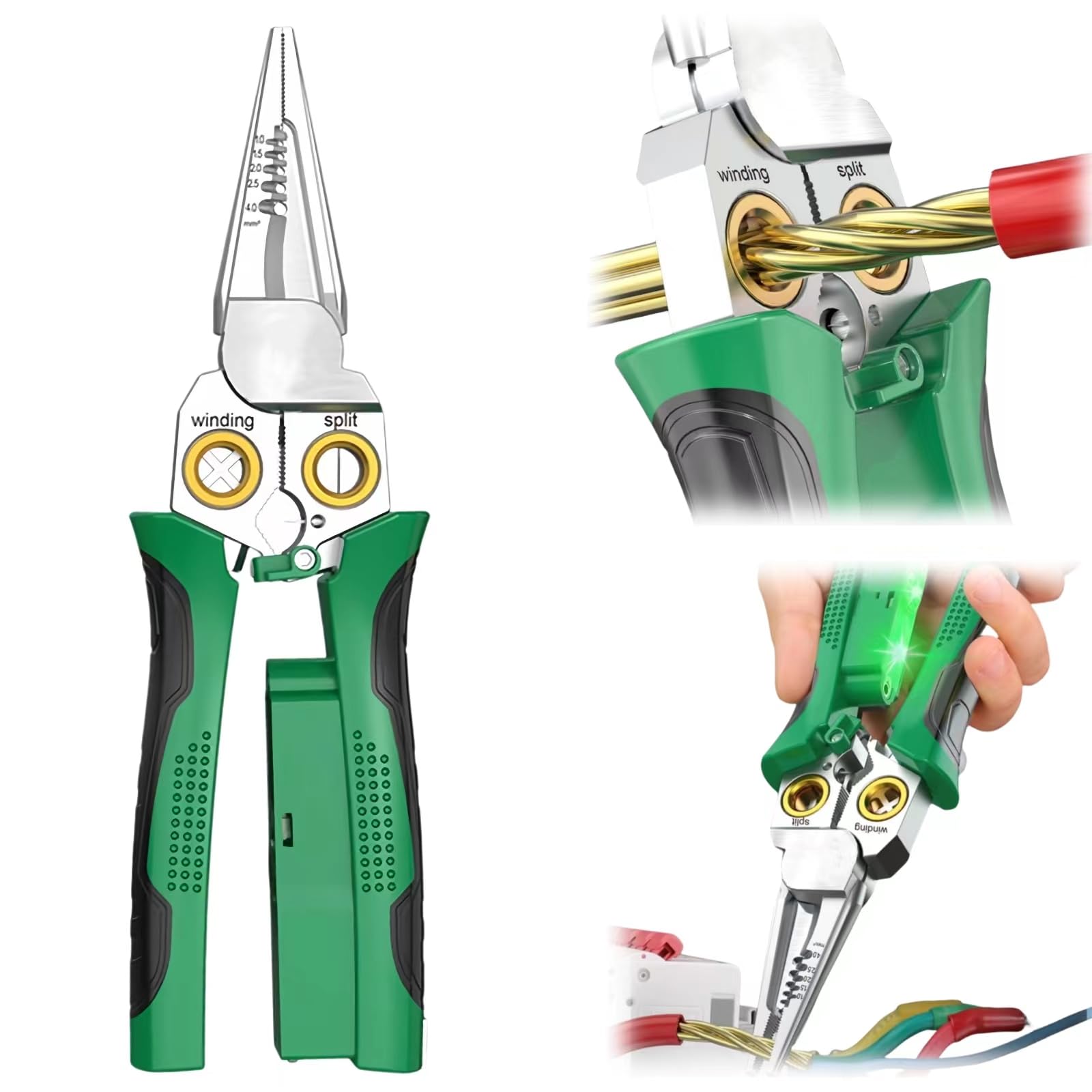 8-in-1 Wire Stripper for Electrician: Needle Nose Pliers with Voltage Tester & Dual Alarms - Electrical Pliers for Cutting Wires, Pulling Wires and Crimp Wires multi-function plier 8-in-1 Wire Stripper for Electrician: Needle Nose Pliers with Voltage Tester & Dual Alarms - Electrical Pliers for Cutting Wires, Pulling Wires and Crimp Wires multi-function plier