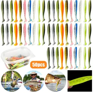 50Pcs Soft Luya Fishing Lures Kit - Silicone 5.5cm Tail Lure Set,Bionic Swimbait with Lifelike Action,Jigs Fishing Bait for Bass Freshwater Fish,Fishing Gifts
