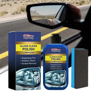 Nano Glass Clean Polish Compound | Professional Car Glass Cleaner for Degreasing Film, Stubborn Stains & Scratch Removal | Anti-Fog & Water Repellent for Windshields, Windows & Mirrors to Improve Driving Safety
