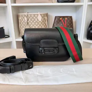 Pre-owned GUCCI Leather Shoulder Bags Monochrome Horsebit 1955 Shoulder Bag Black