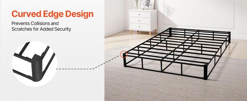 VEVOR Box Spring, Queen Size Bed Frame with Washable Fabric Cloth, Heavy Duty Metal Frame for Queen Bed, 9 in Mattress Foundation, 3500 lbs Max Weight Capacity, Easy Assembly, 79.1L x 59.6W x 9.1H in