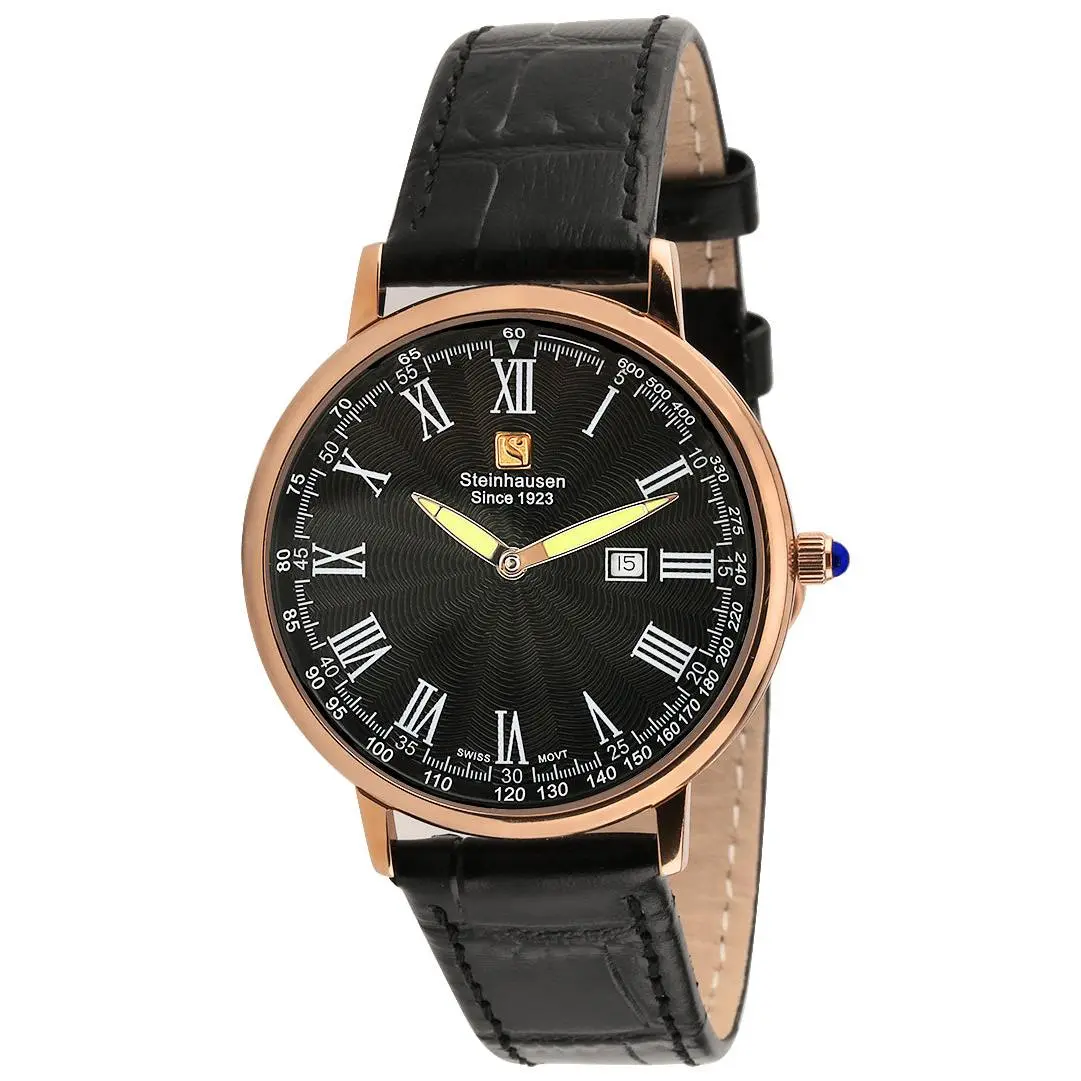 Steinhausen Men's 'Altdorf Collection' Swiss Quartz Stainless Steel and Leather Dress Watch