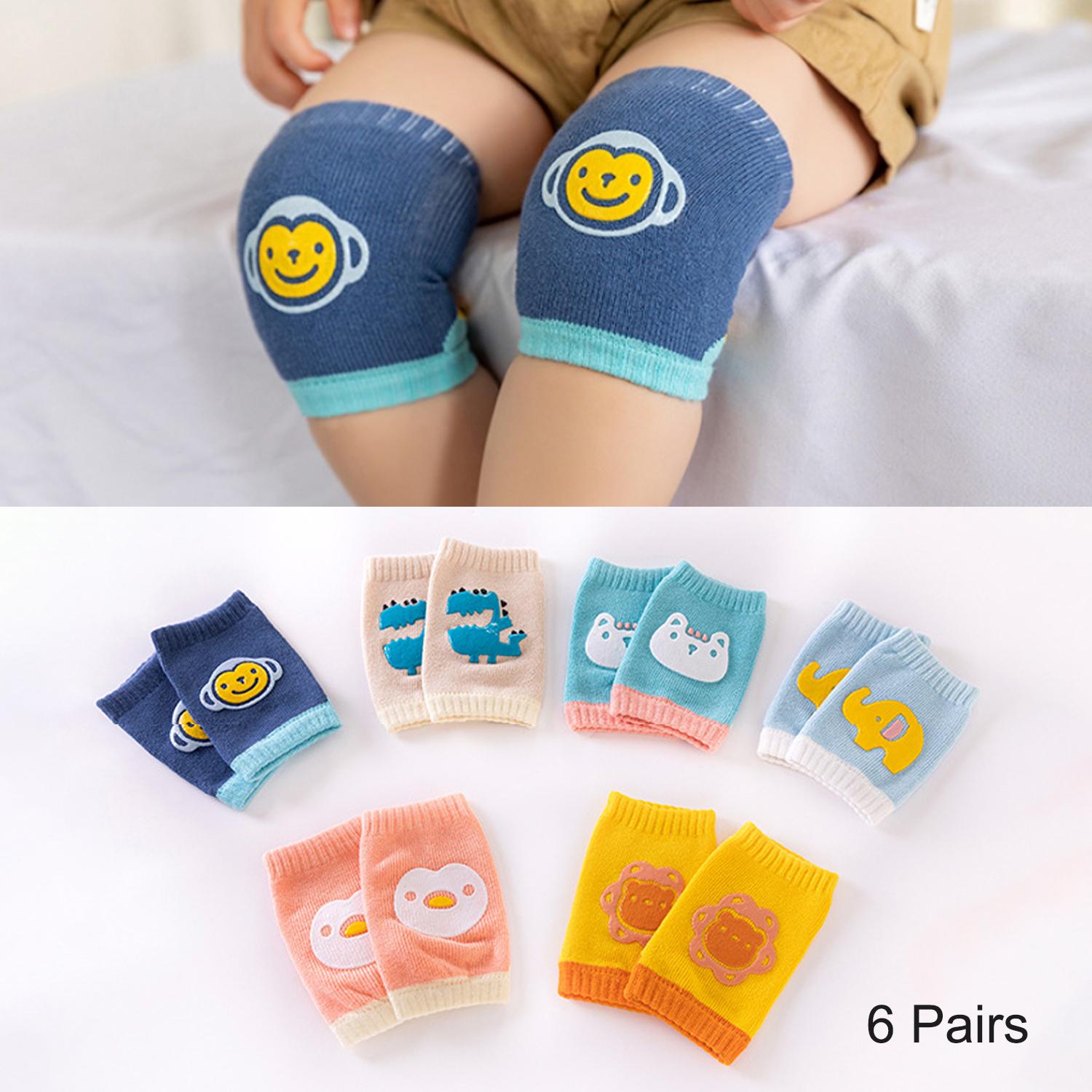 6 pairs of baby crawling non-slip knee pads for boys and girls cartoon elastic toddler solid color knee pads four seasons warm accessories baby gifts baby knee pad baby  knee  pads