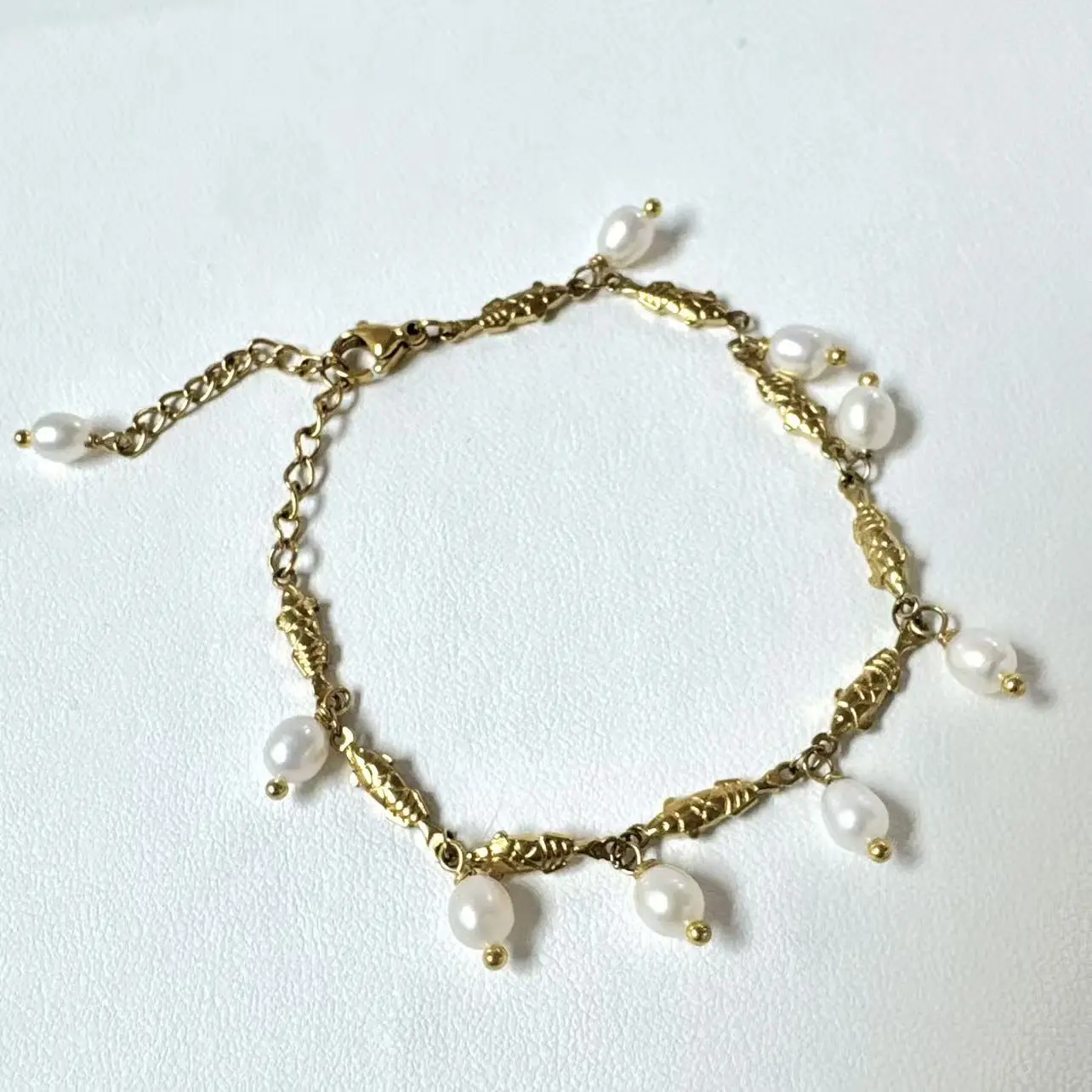 Natural freshwater pearl 4-5mm titanium steel carp bracelet