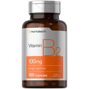 Horbäach Vitamin B2 100mg | 180 Capsules |  Riboflavin Supplement | Non-GMO & Gluten Free