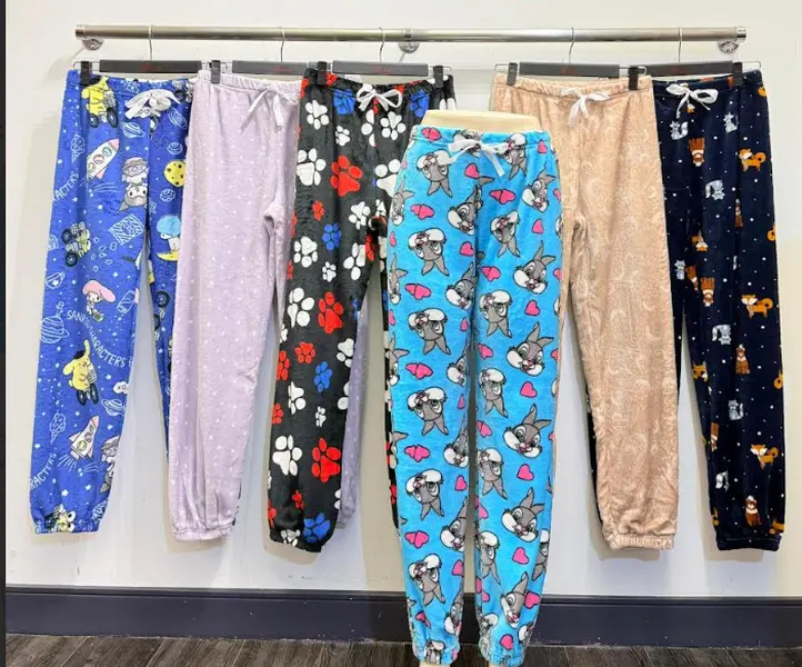 4 Pack Womens Plush Pajama Pants Assorted Designs  Loungewear Nightwear Womenswear Soft