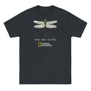 Funny Dragonfly Graphic Tee - "Why Am I So Fly" Vintage Nature T-Shirt - Unisex Premium Cotton Streetwear - Oversized Aesthetic Top National Geographic with dragonfly graphic tee