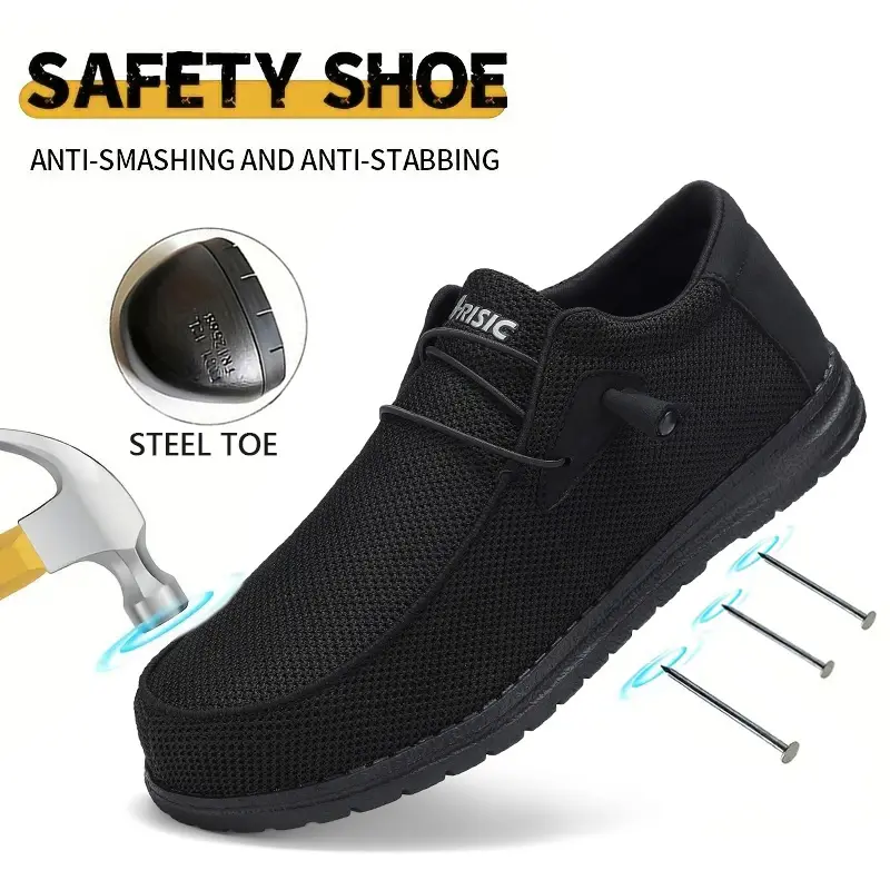 Men's Steel Toe Safety Shoes, Lightweight Breathable Mesh Work Sneakers with Puncture-Resistant, Non-Slip Rubber Sole, Outdoor Work Shoes, Non Slip Shoes For Work
