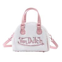White and Pink Furry Bowling Bag