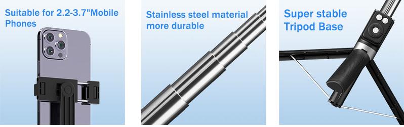 6-in-1 Selfie Tripod w/Dual Fill Lights & Wireless Remote | Portable Adjustable Phone Stand | Detachable 360° Compact Travel Tripod