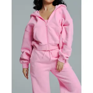 Plush Fleece Zip Hoodie - Plastic Pink