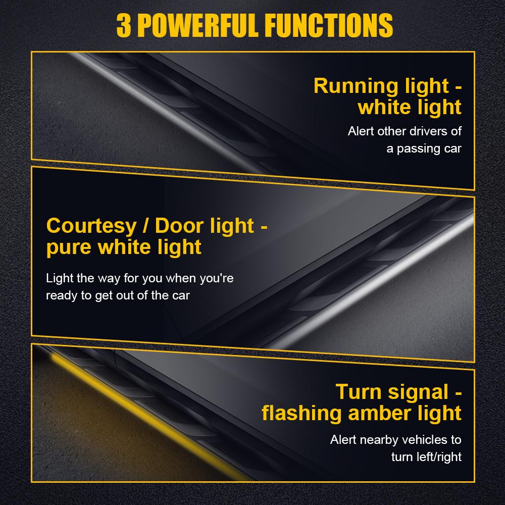 2x 70" Running Board LED Light DRL Side Step Strip Bar Amber White Turn Signal