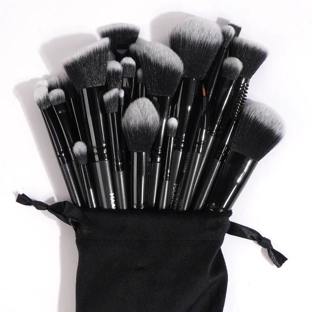 MAANGE 30 Counts Professional Makeup Brushes Set with Velvet Storage Bag - Black Black, for Foundation, Powder, Blush, Concealer, Contour, Eyeshadow Blending, Beauty Cosmetics Tool Kit, 30 Counts Brushes With Velvet Bag - Black Black