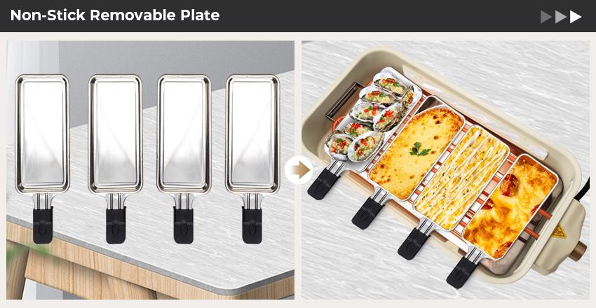 Pukomc 2-in-1 Reversible Non-Stick Grill Plate & Griddle Electric Indoor Grill with Adjustable Temp Detachable Design Dishwasher Safe Oil Drip Tray Stainless Steel Grilling 1500W Power Household Appliances