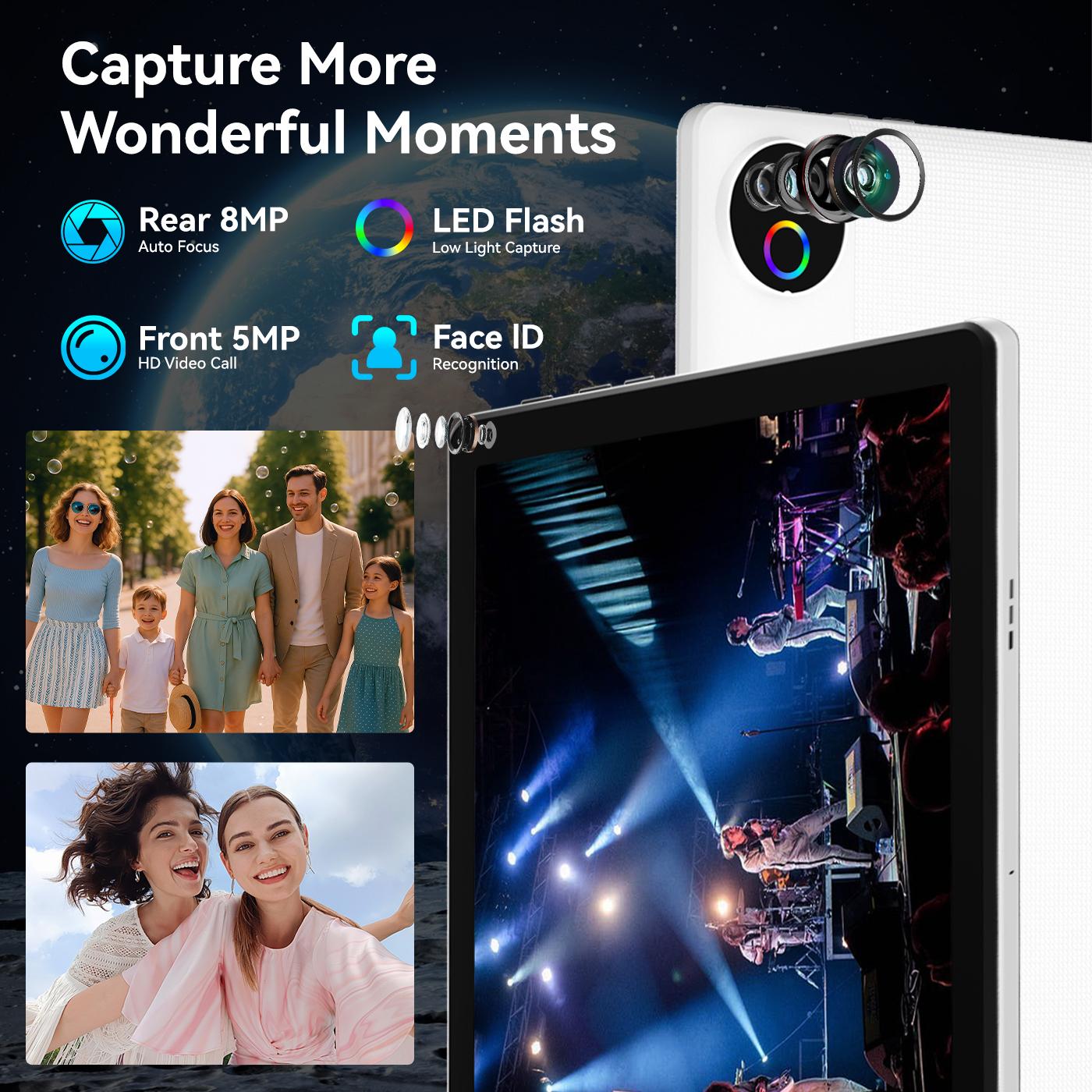 10.1-Inch 2-in-1 Tablet for Home & Daily Use, Android-Based System, 64GB Storage with TF Card Expansion, 1280×800 Display, Includes Keyboard, Mouse, Case, Stylus & Headphones