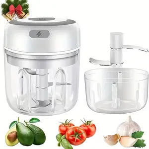 Electric Garlic Chopper, USB Rechargeable Mini Portable Vegetable Chopper, Garlic Grinder Masher, Wireless Food Processor for Ginger, Chili, Fruit, Meat, Household Appliances Cordless Cutting