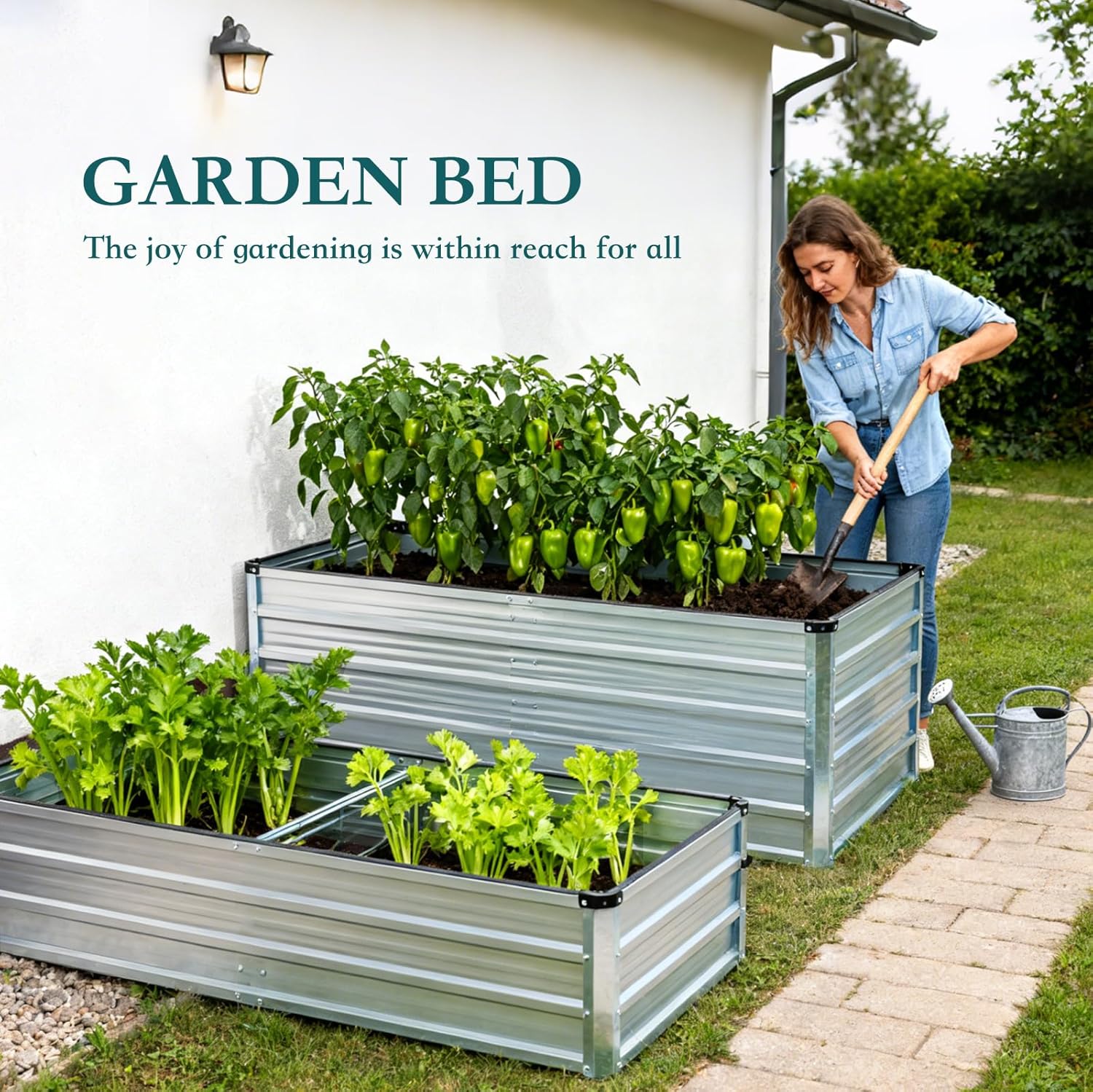 Metal Raised Garden Bed 6x3x2ft, Galvanized Outdoor Planter Box with Open Bottom, Heavy-Duty Raised Garden Beds for Vegetables, Flowers & Herbs