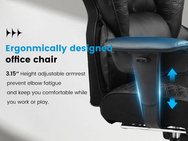 【2026 New Year Sale】COMHOMA Plus Size High-Back Office Chair, Leather Gaming Chair with Footstool Executive-Grade, Ergonomic Office Chair Featuring Pocket Spring Lumbar Support and Height-Adjustable Soft Armrests