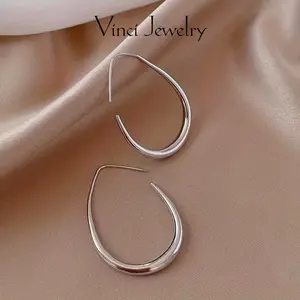 925 Classic Large Drop Earrings, Stylish Hypoallergenic Sterling Silver Huggie Hook Earrings, Chunky Gold Plated Hoop Earrings, Lightweight Waterdrop Teardrop Ear Jewelry for Women, Perfect Gift for Girls for Casual and Daily Wear, Birthday Christmas Gift