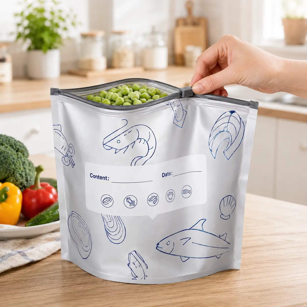 60PCS 3 Sizes 2026 New Upgraded Thickened ReusableAluminum Foil Sealable Storage Bags, Airtight VacuumZipper Pouches, Leak Proof Freezer Safe Stand Up Bags withLabel & Zip Lock for Meal Prep, Pantry, Vegetable, Fruit,Meat,Travel