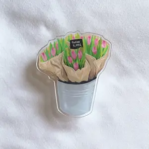 Tulip Phone Grip Holder with Paris Illustration, MagSafe or Adhesive Phone Holder, Aesthetic Floral Phone Accessory