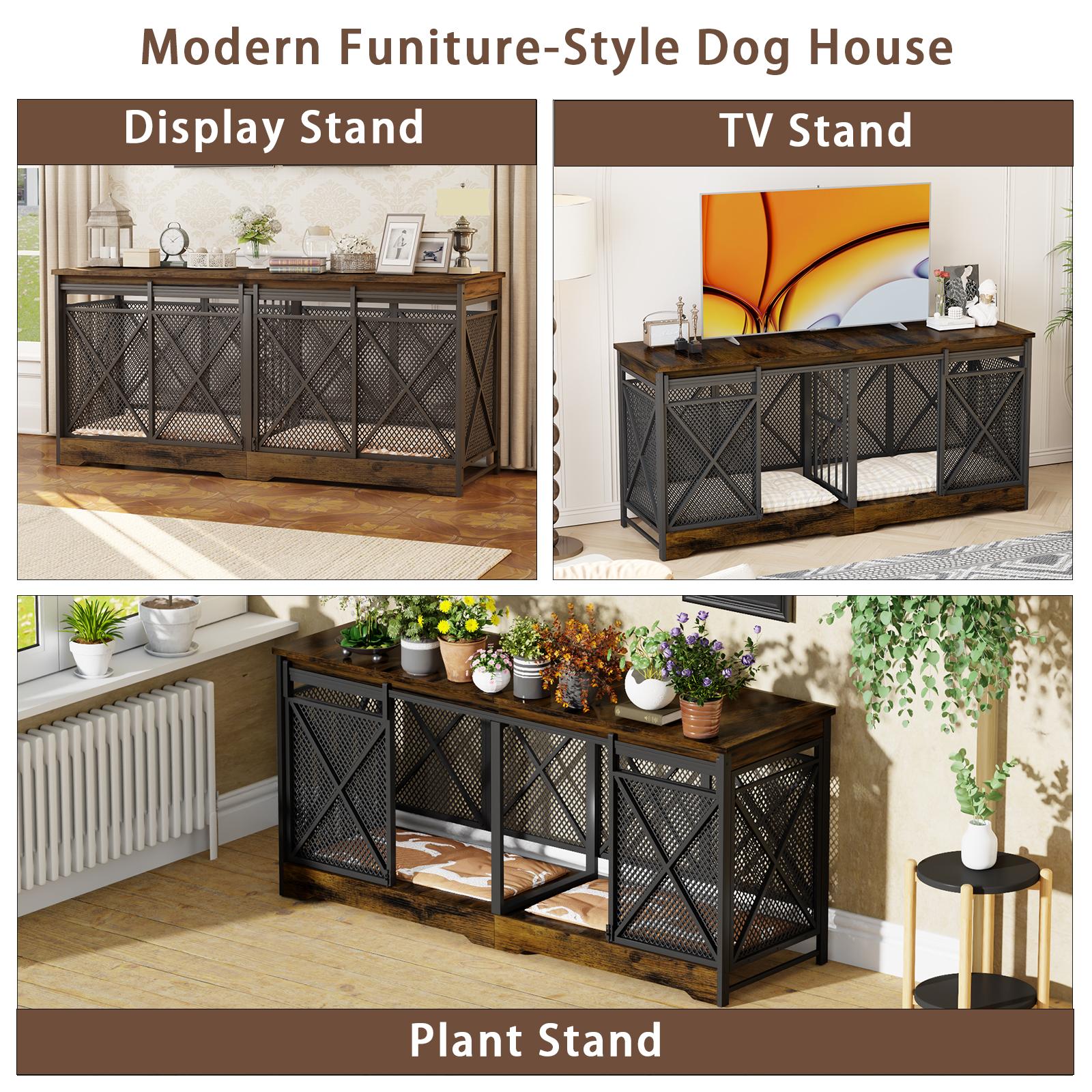 【SpringGlowUp】COZPAW 78" Dog Crate Furniture for 2 Dogs,Extra Large Breed Double Chew-Resistant Indoor Pet House,Heavy Duty Wooden XXL Large Kennel, Furniture Style XL Dog Cage, Max 300lbs Capacity (Grey) 【SpringGlowUp】COZPAW 78" Dog Crate Furniture for 2 Dogs,Extra Large Breed Double Chew-Resistant Indoor Pet House,Heavy Duty Wooden XXL Large Kennel, Furniture Style XL Dog Cage, Max 300lbs Capacity (Grey)