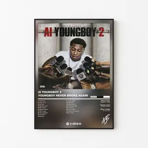 [New Music Decor - Sale Up To 40%] [Unframe] YB Album Poster, Modern Rap Wall Art, Bold Hip Hop Decor, Album Inspired Artwork, Gift For Music Fans