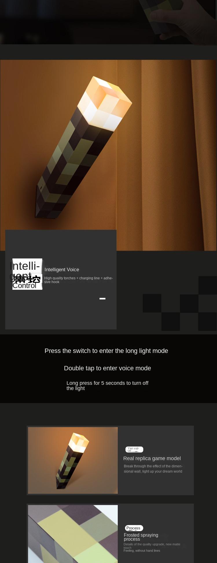 Torch Light - Luminous Wall-mounted or Handheld LED Flashlight USB Rechargeable Night Light 4 Lighting Options for Playroom and Bedroom Decoration