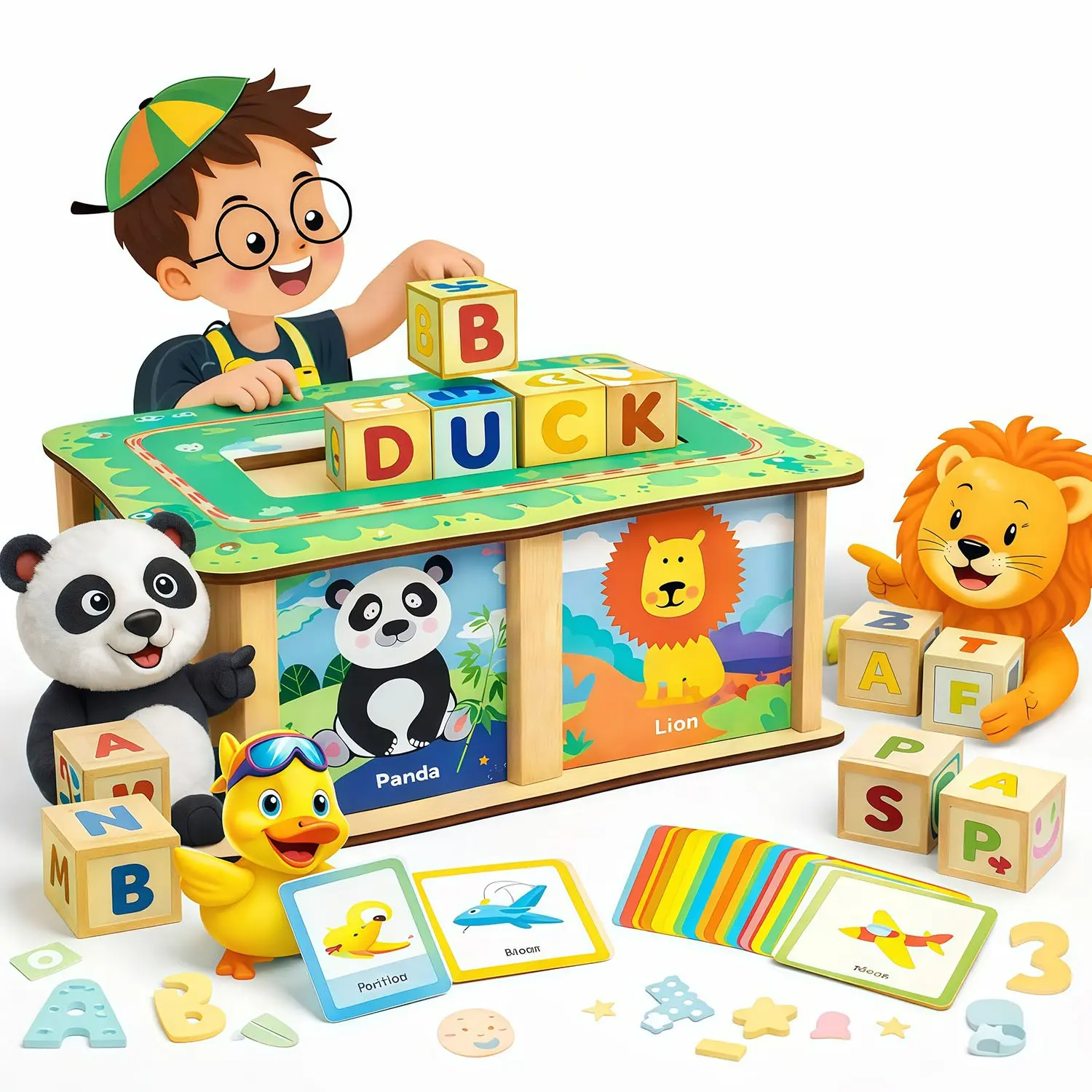 ABC Wooden Building Blocks for Toddlers , 26 PCS Alphabet & Number Stacking Blocks, Educational Learning Toys for Boys Girls Kids Gifts ,Numbers and Animals, Montessori Wooden Blocks for Preschool Toddlers, Toddler Playset