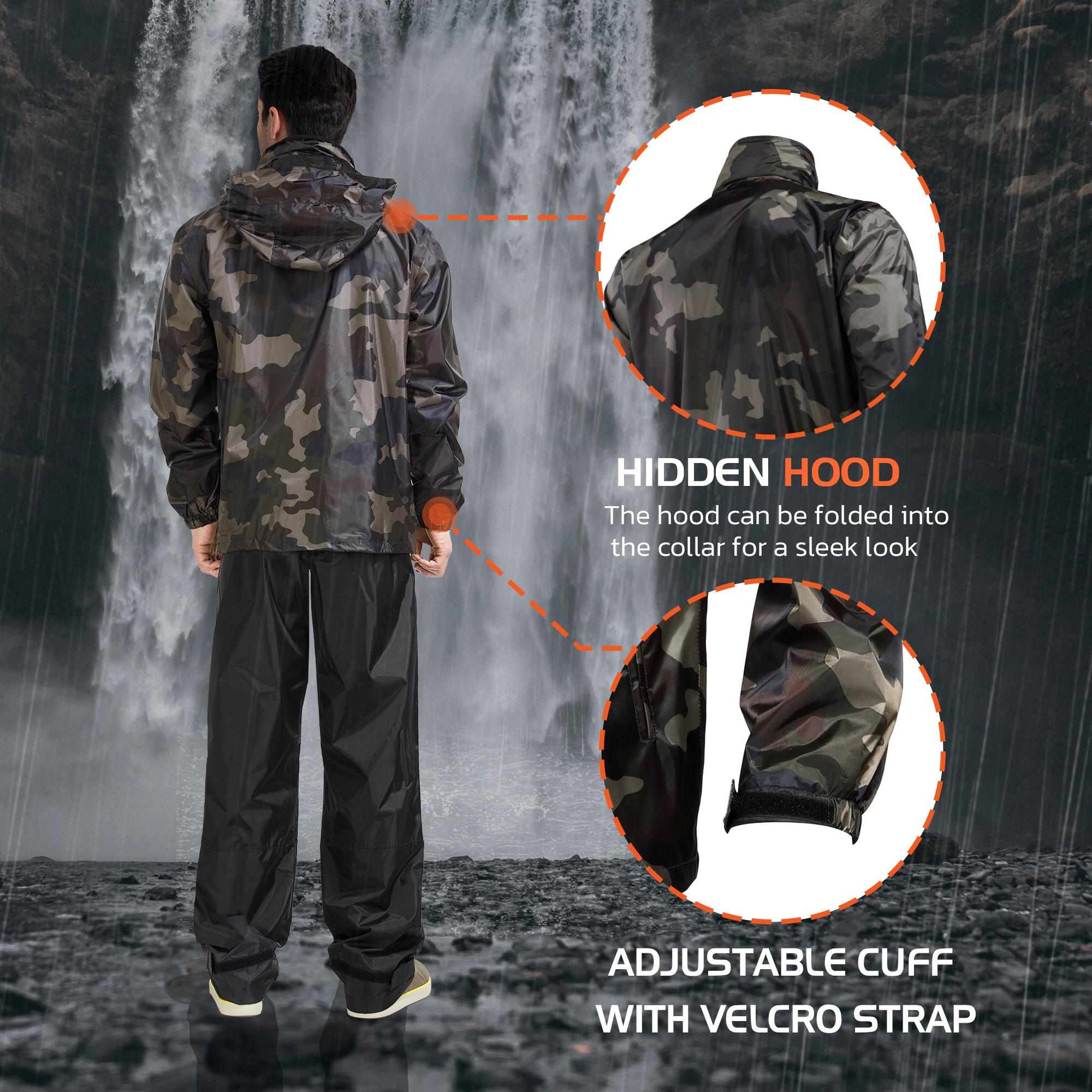 【RODEEL】702 Waterproof Jacket and Pants Set Men Lightweight Breathable Full Zip Hooded Rain Coat Durable Rain Suit Weatherproof Rainwear Windbreaker For Outdoor Sports Hiking Camping Fishing Boating Construction Landscaping Gardening, Holiday Gift
