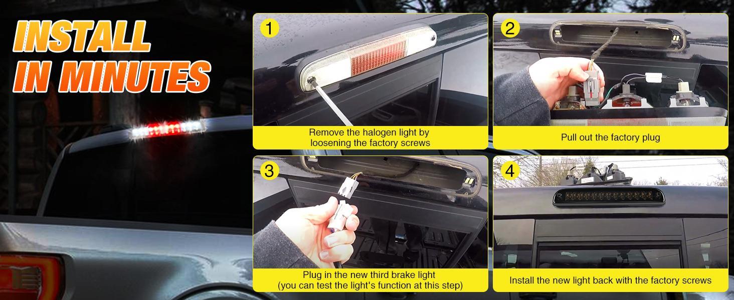 Nilight Third Brake Light Tail High Mount 3rd Stop Cargo Reverse LED Lights For 1999-2016 Ford Ranger F-250 F-350 F-450 F-550 Super Duty 1994-2010 Mazda B2300 B3000 B4000