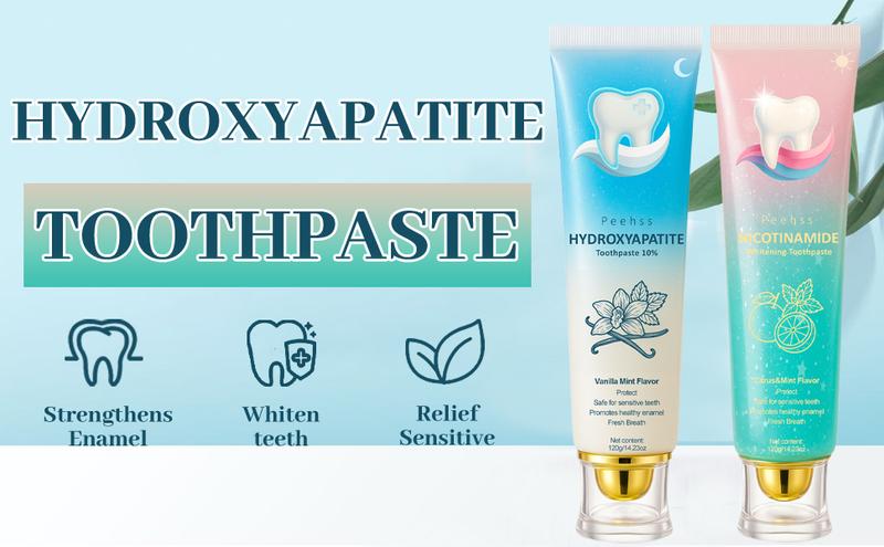Hydroxyapatite  10% + Niacinamide Whitening toothpaste , Enamel Repair & Gum Care, Nano Hydroxyapatite - Sensitivity Relief, Whitening, Fluoride-Free, Breath Freshening nicotinamide Oral Hygiene Essentials