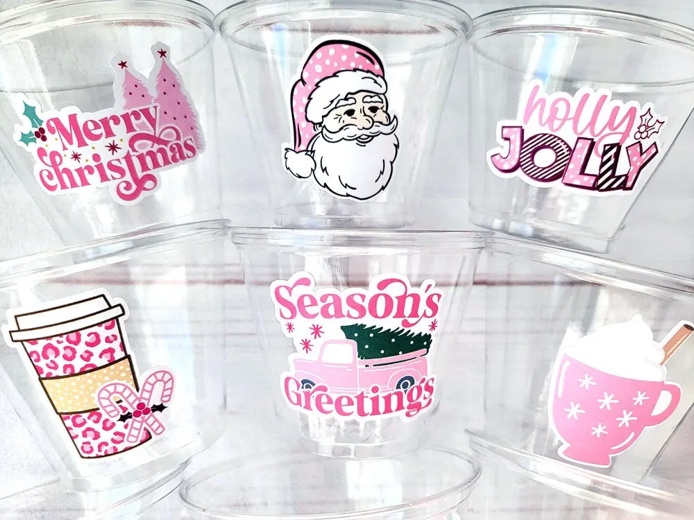 Pink CHRISTMAS PARTY CUPS - Pink Christmas Cups Christmas Cups Christmas Decorations Pink Party Christmas Party Favors Christmas Gifts Favor