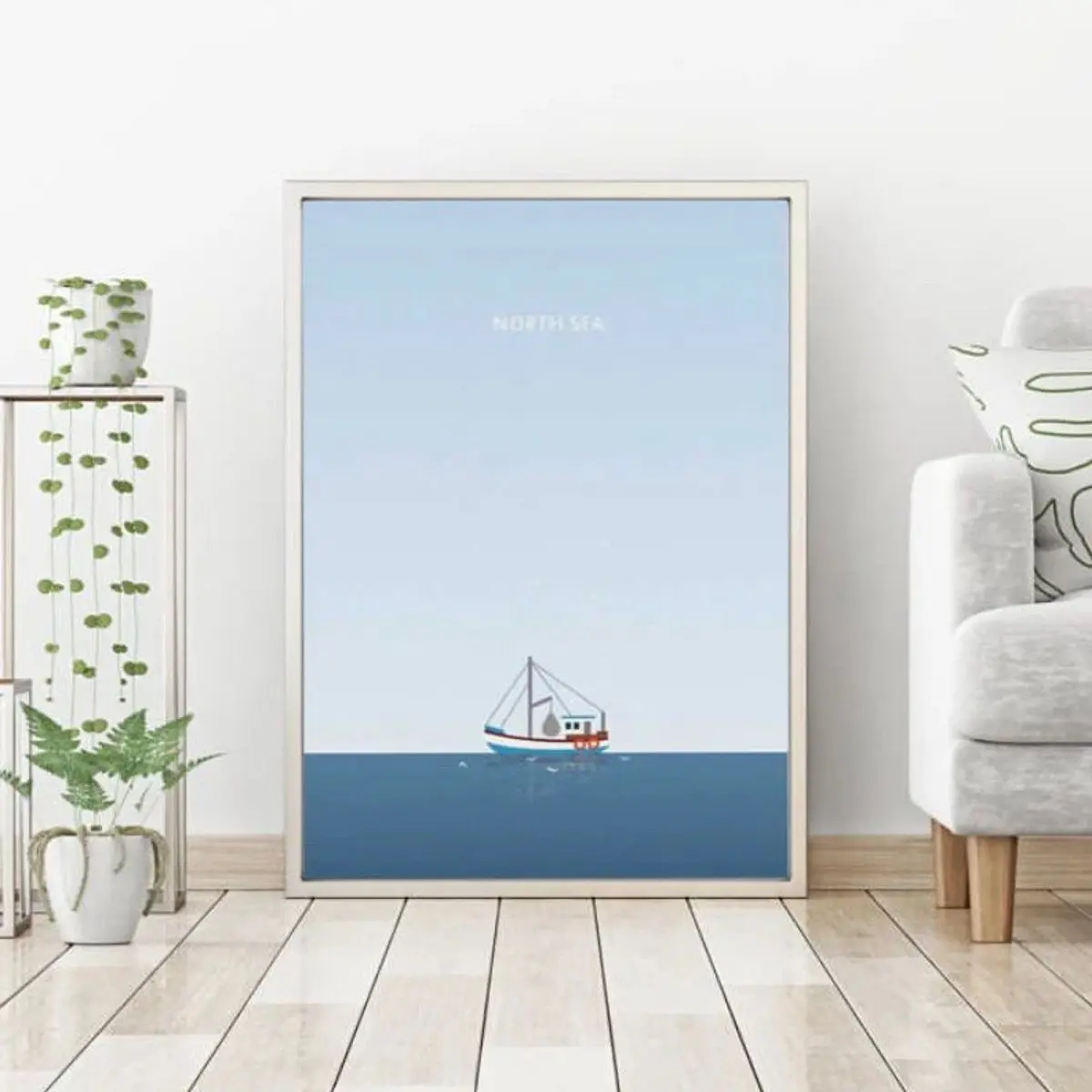 Nautical Poster, Baby Room Poster, Sea Illustration, Minimalist Print, Ship Print, Scandinavian Print, North Sea Poster, Nursery Poster, Room Decor, Unframed