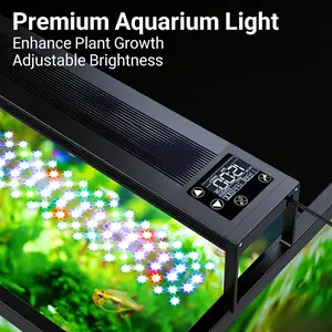 SEAOURA 24/7 LED Aquarium Plant Light for 18-24 Inch Fish Tank Auto On Off with Custom Timer Nine colors 20 Levels Adjustable Brightness Daylight & Moonlight Mode Full Spectrum for Freshwater Planted Tanks 26W with Extendable Mount lighting Brackets