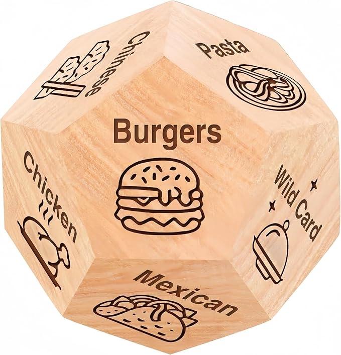 2/1Pcs Date Night Food Dice for Couples - Wooden Decision Dice with 12 Food Choices - Perfect for Anniversary, Birthday Gifts, Funny and Durable Gift for Him and Her 2/1Pcs Date Night Food Dice for Couples - Wooden Decision Dice with 12 Food Choices - Perfect for Anniversary, Birthday Gifts, Funny and Durable Gift for Him and Her
