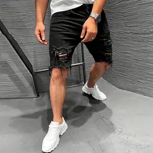 Men's Regular Fit Solid Ripped Denim Shorts, Casual Comfy Fashion Jeans Shorts for Summer, Fashion Men's Bottoms for Daily Wear