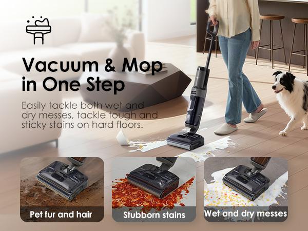Tineco FLOOR ONE i6 Stretch Wet Dry Vacuum Cleaner,Vacuum & Mop in One Step,20kPa Powerful Suction,180° Lay-flat Design,Anti-Tangle Design,Full-path Self-cleaning&5min Drying with 85℃(185℉) Air,Up to 40* minutes Runtime,Upgraded Pouch Cell