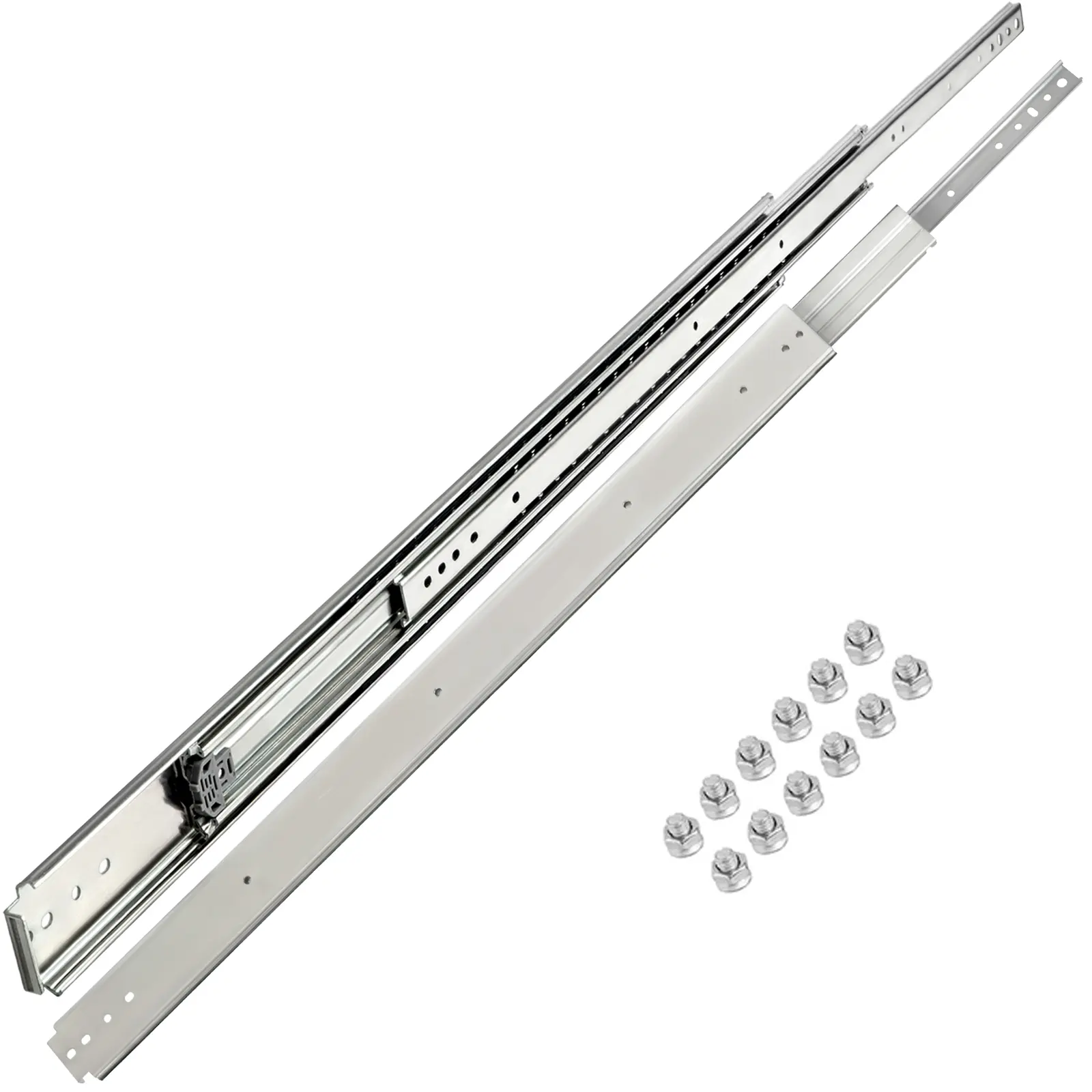 【summerfinds】VEVOR Drawer Slides, 1 Pair 48 Inch Heavy Duty Drawer Slides, Ball Bearing Side Mount Drawer Hardware Slides, 500 LBS Load Capacity 3-Section Full Extension Drawer Slides for Smooth Slide, Less Noise