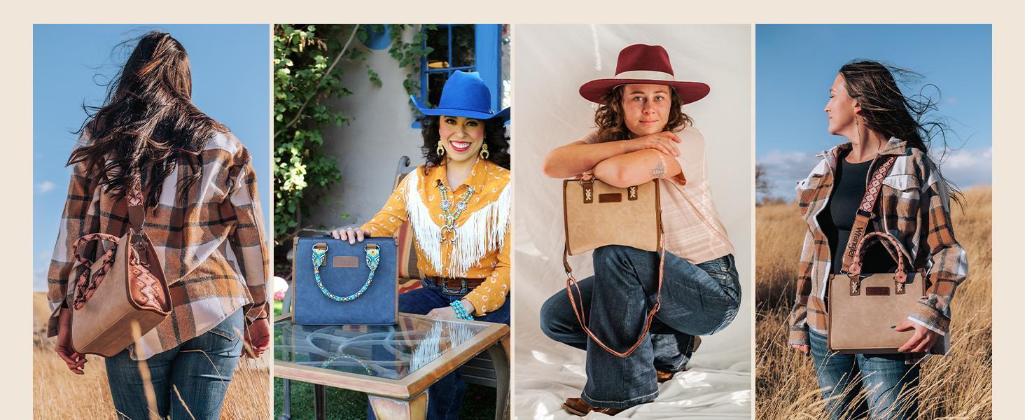 Wrangler Tote Bag for Women Aztec Western Retro Purse Top Handle Handbags