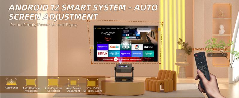 XBJ  Projector 4K 800ANSI Lumens WiFi6/5G BT5.2 Smart Touchscreen 150 Inch Screen for Home Cinema & Outdoor Movies High-Quality Christmas Gifts Christmas gift Holiday Haul