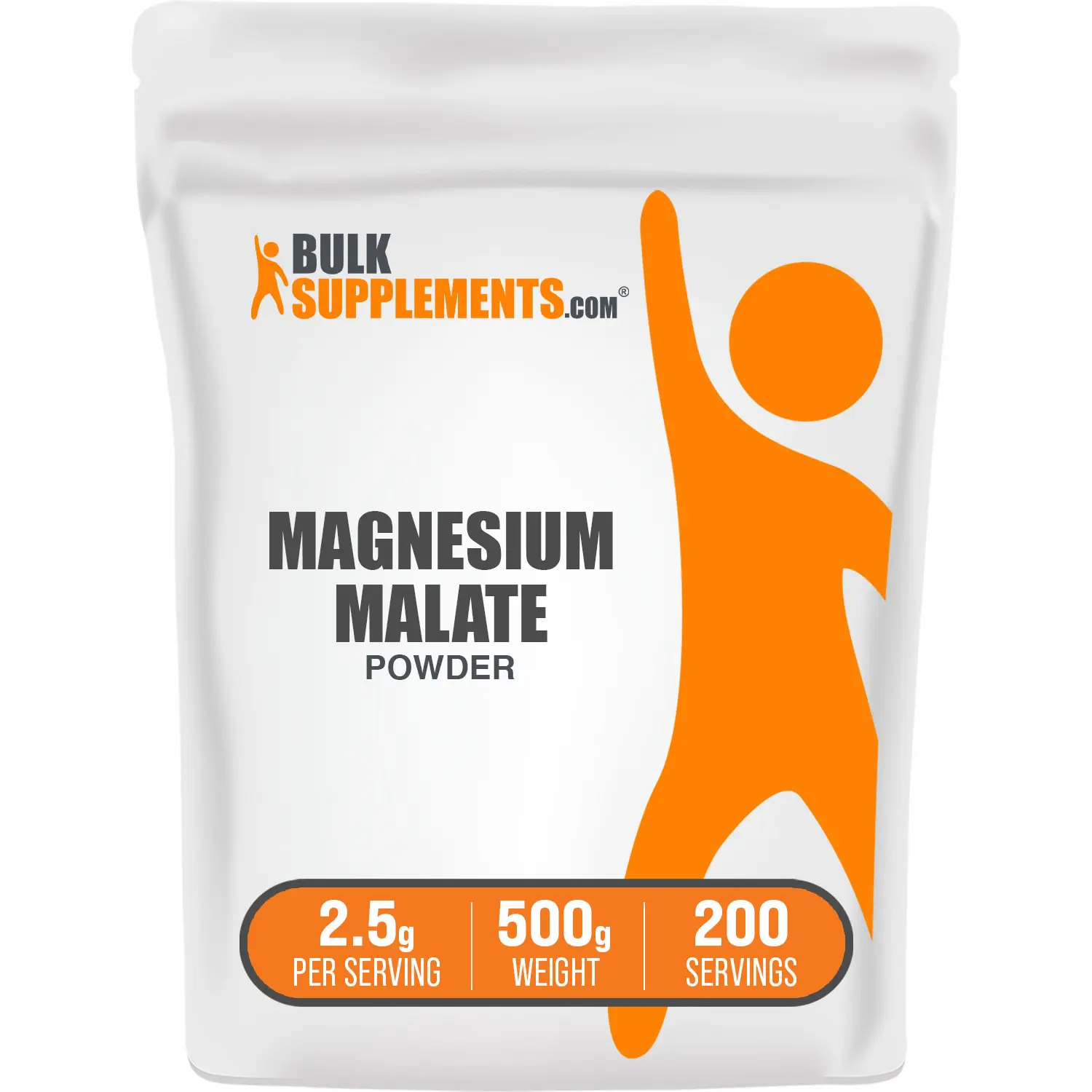 BulkSupplements Natural Magnesium Malate Powder - Sugar-Free, Gluten-Free Dietary Mineral Supplement with Malic Acid - Headache Relief, Muscle Support - 500g, 2.5g per Serving - Easy-Mixing Form