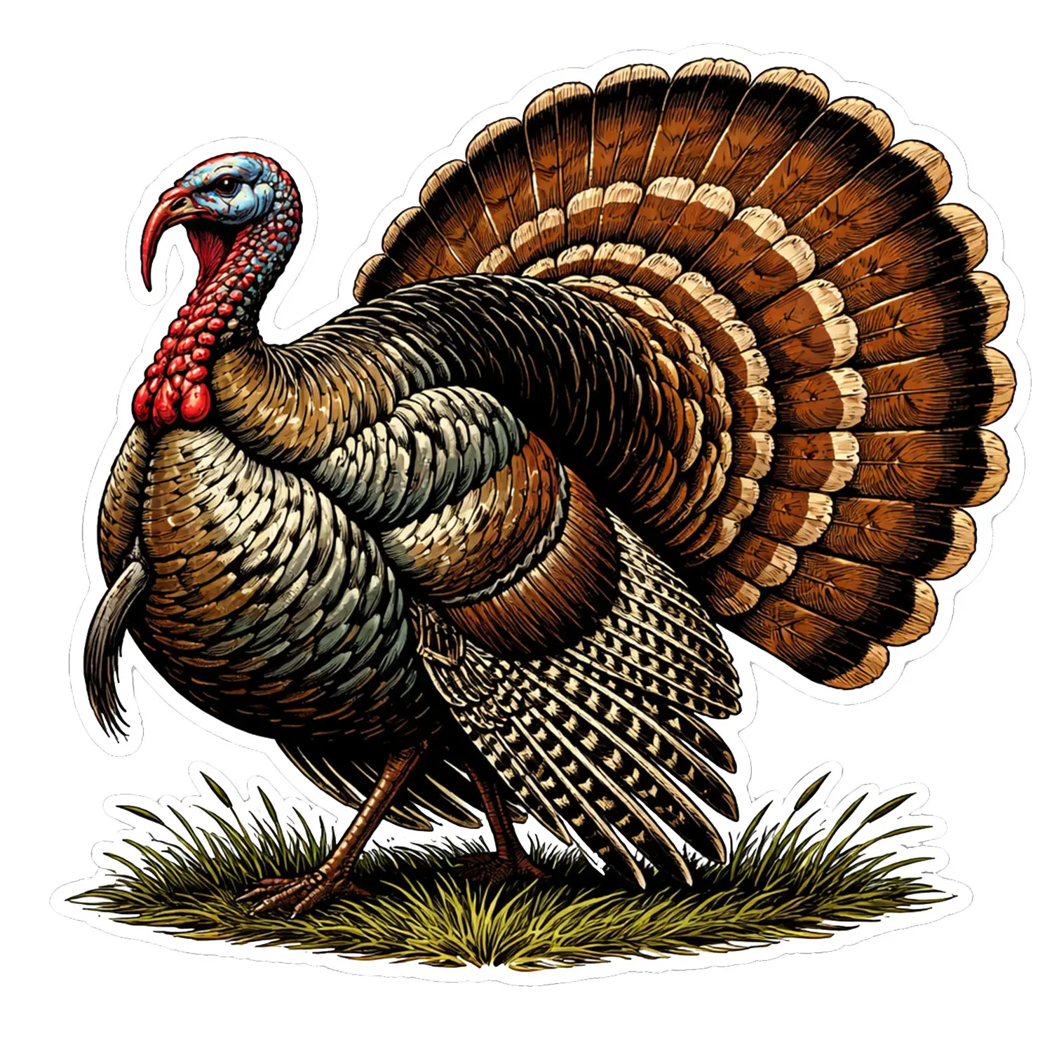 Wild Turkey Sticker for Laptop, Phone Case & Tumblers, Detailed Realistic Turkey Decal with Vibrant Feathers, Durable, Waterproof Vinyl for Hunters & Outdoor Fans
