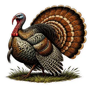 Wild Turkey Sticker for Laptop, Phone Case & Tumblers, Detailed Realistic Turkey Decal with Vibrant Feathers, Durable, Waterproof Vinyl for Hunters & Outdoor Fans