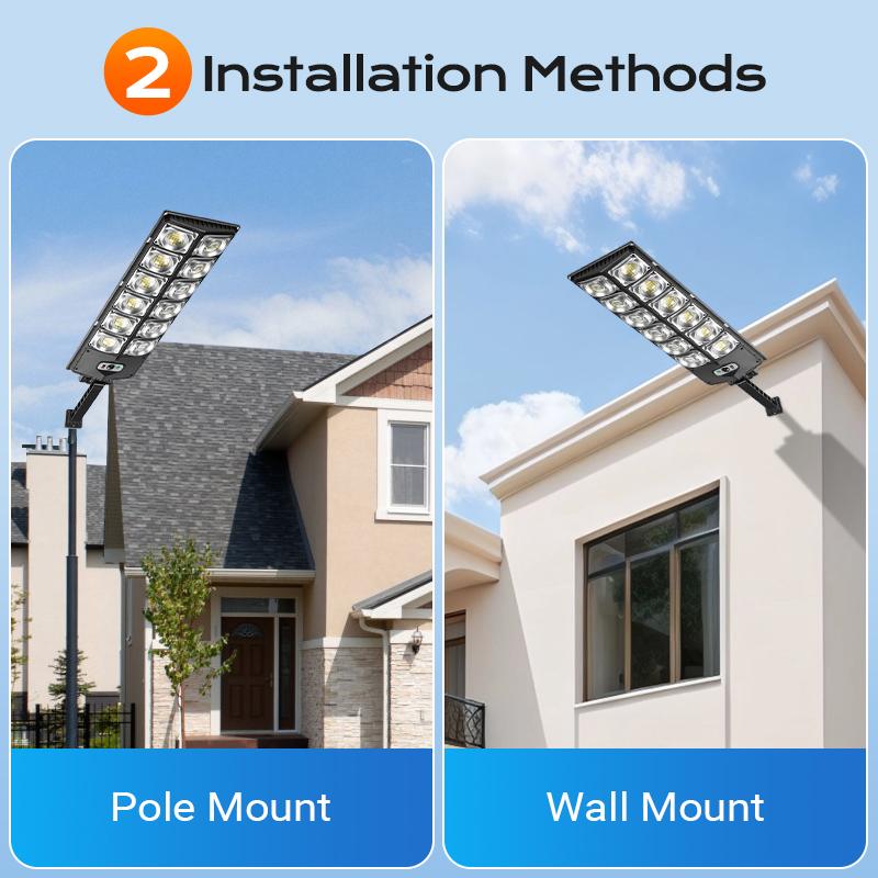 2Pcs Solar Parking Lot Light Solar Street Light Outdoor Solar Street Light Light with Motion Sensor IP65 Waterproof Commercial Lighting 360 SMD LEDs Adjustable Angle Remote Control