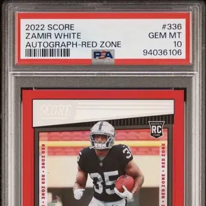 2022 Panini Score Football Zamir White Red Zone RC Auto /20 PSA 10