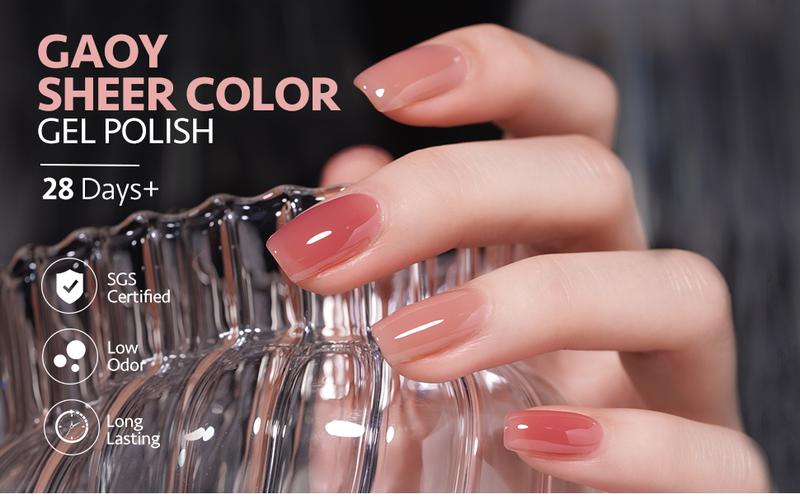 GAOY Queen Nude Jelly Gel Nail Polish Set, 6 Transparent Colors Sheer Pink Neutral Gel Nail Kit for Salon and Nail Art DIY at Home