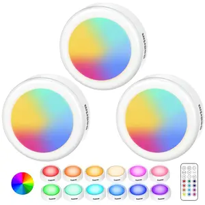 3/6-Pack Rechargebale Cabinet Lights, Wireless Magnetic Dimmable LED Puck Lights, Touch Light, Tap Light, Stick On Lights, Under Cabinet Lighting