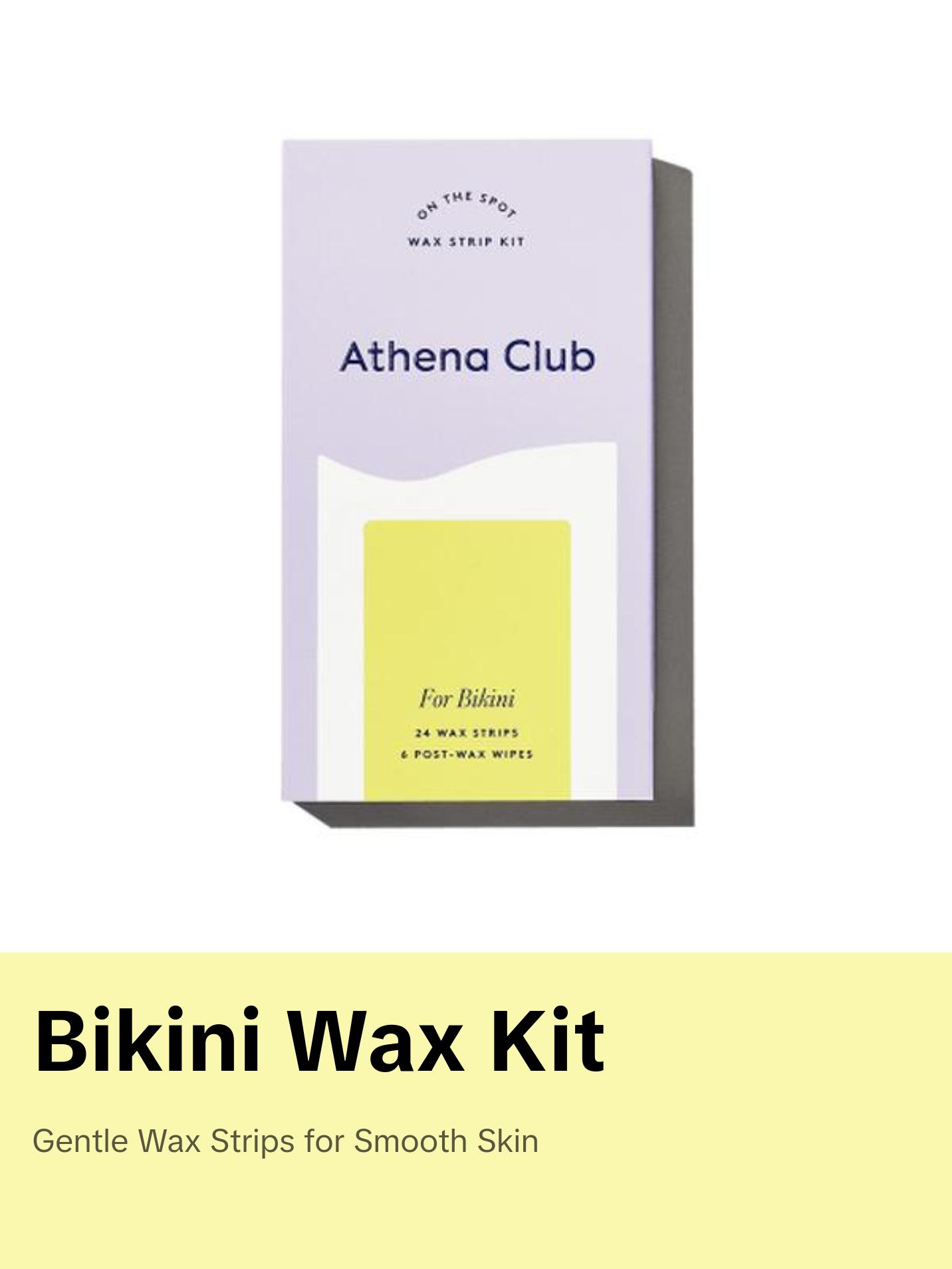 Athena Club Wax Strip Kit for Bikini - 24 Wax Strips & Post-Wax Wipes for Body Care and Comfort